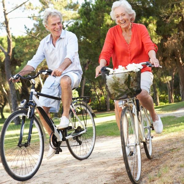 Old people cycling.