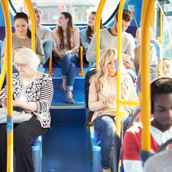 People travelling on the bus.